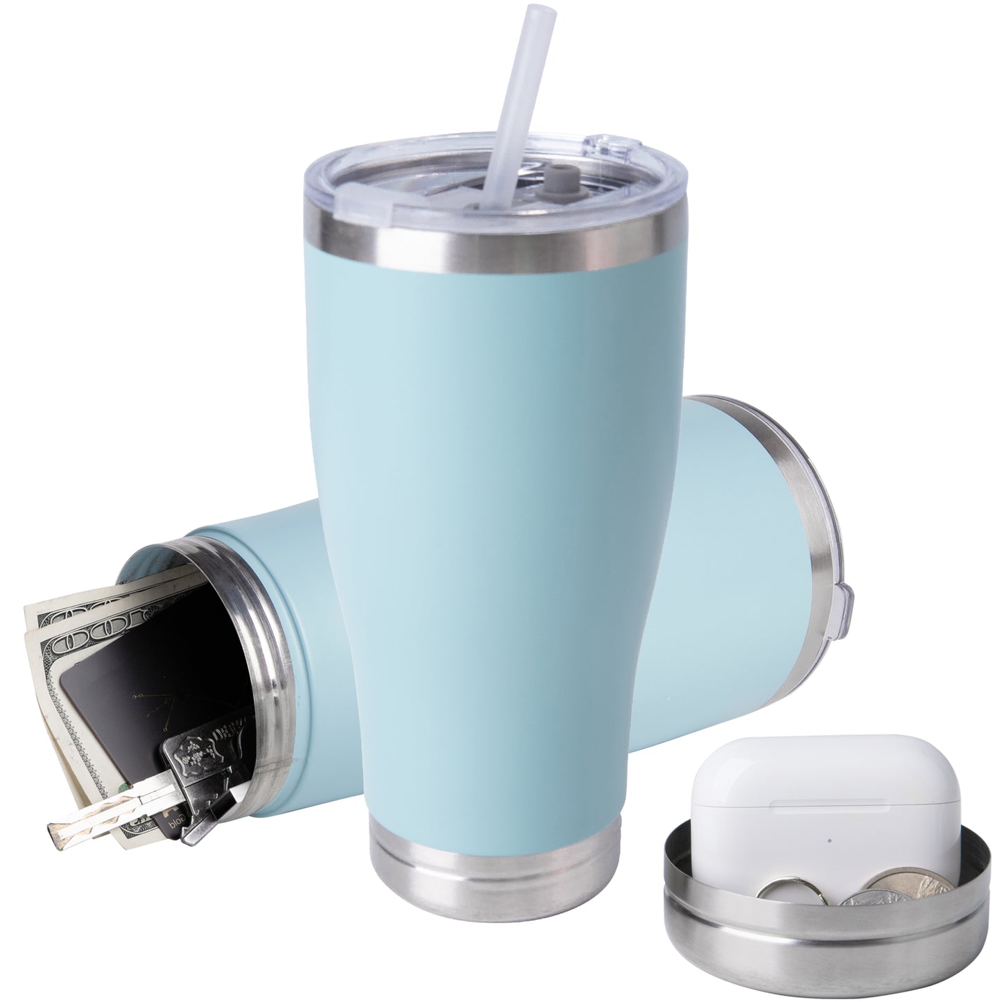 20oz Hidden Safe Water Bottle, Stainless Steel Secret Water Bottle with Hidden Compartment, Keeps Your Valuables Safe Like Money, Keys, and Jewelry