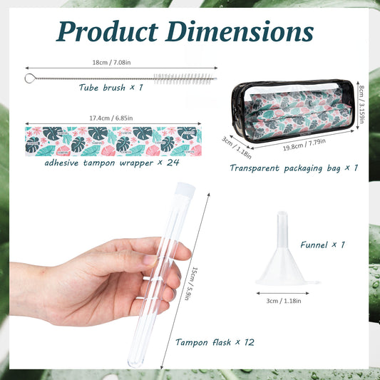 39 PCS Tampon Tube for Women, Plastic Tube for Liquid with Funnel and Spout for Cruise Concert Sports Events - Green