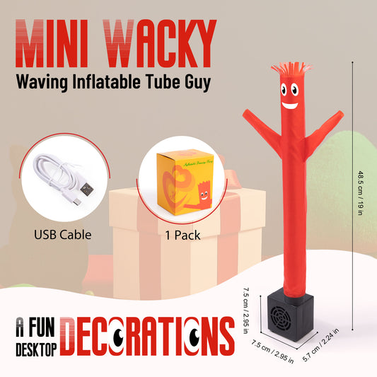 Mini Wacky Waving Inflatable Tube Guy with Blower - Funny Mini Inflatable Tube Man Desktop Decor White Elephant Gift for Birthdays Store Displays Parties Office Pranks