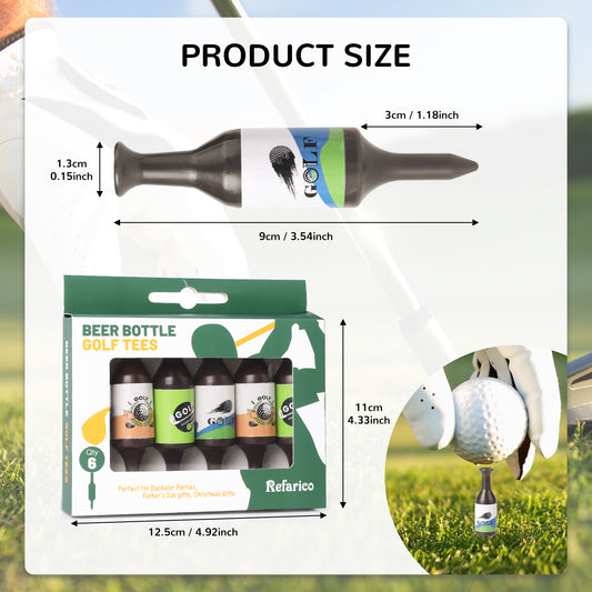 Beer Bottle Golf Tees, 6 Pack Durable Golf Tees Plastic, Funny Golf Tees, Golf Accessories Golf Gifts for Men, Party, Reduce Friction and Enhanced Stability