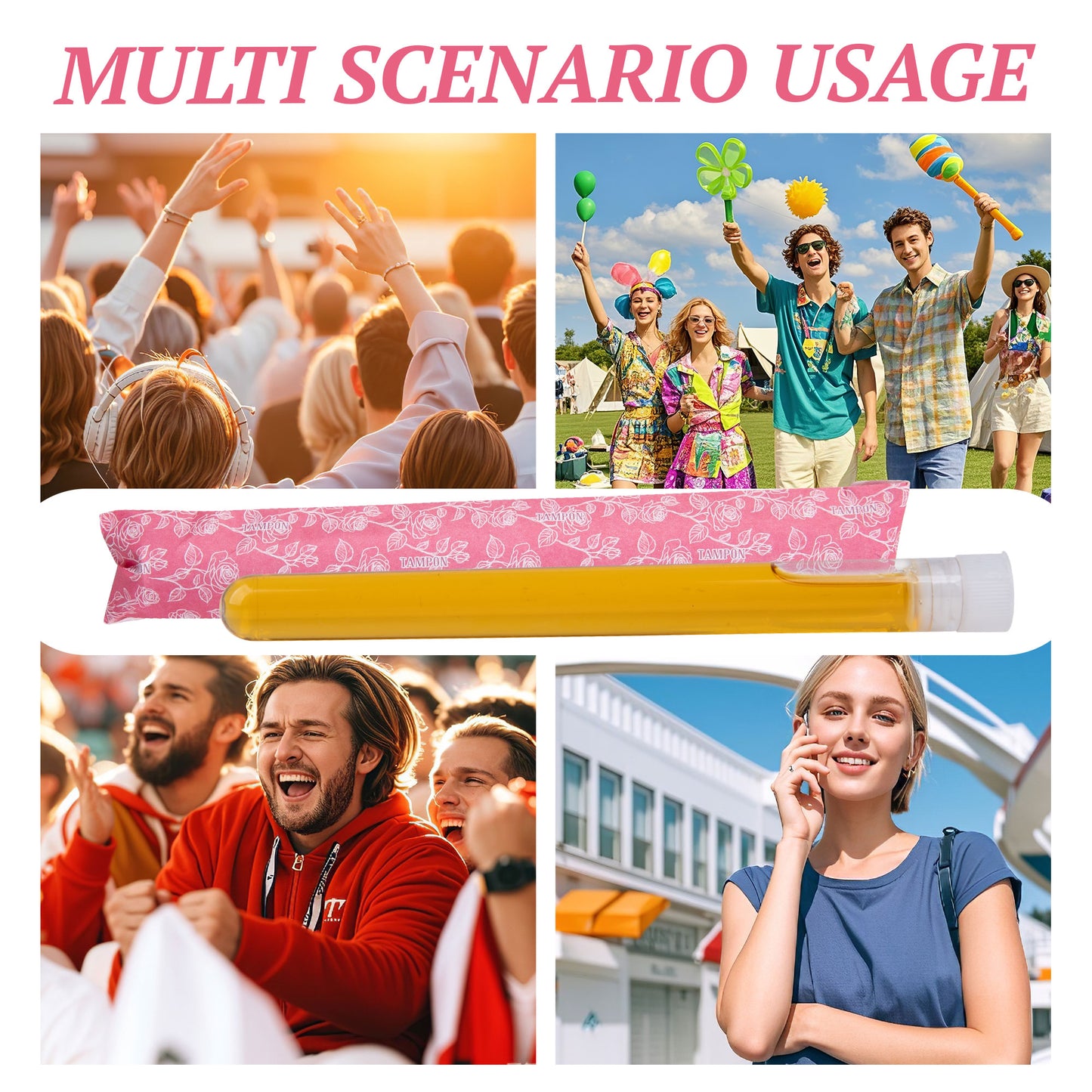 39 PCS Tampon Tube for Women, Plastic Tube for Liquid with Funnel and Spout for Cruise Concert Sports Events-Pink