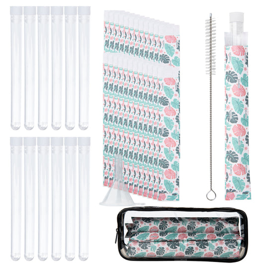 39 PCS Tampon Tube for Women, Plastic Tube for Liquid with Funnel and Spout for Cruise Concert Sports Events - Green