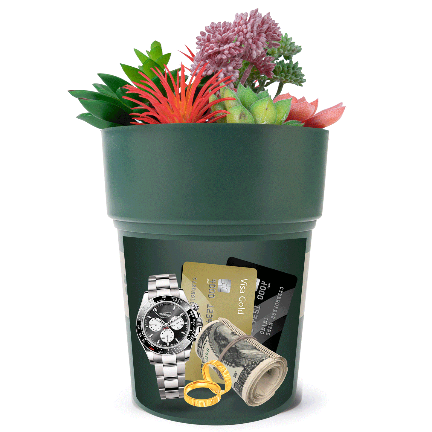 Flower Pot Diversion Safe, Secret Storage Hidden Safe Box Keep Your Valuables Safe Like Money, Keys, and Jewelry- Includes Plants