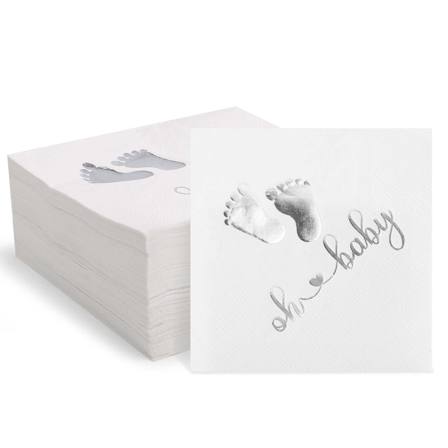 100Pcs Baby Shower Napkins, Folded 5 x 5 Inch Cocktail Napkins Paper, 3-Ply “Oh Baby" Printed Napkins Paper Baby Shower Decorations for Dessert Birthday Party Celebrations