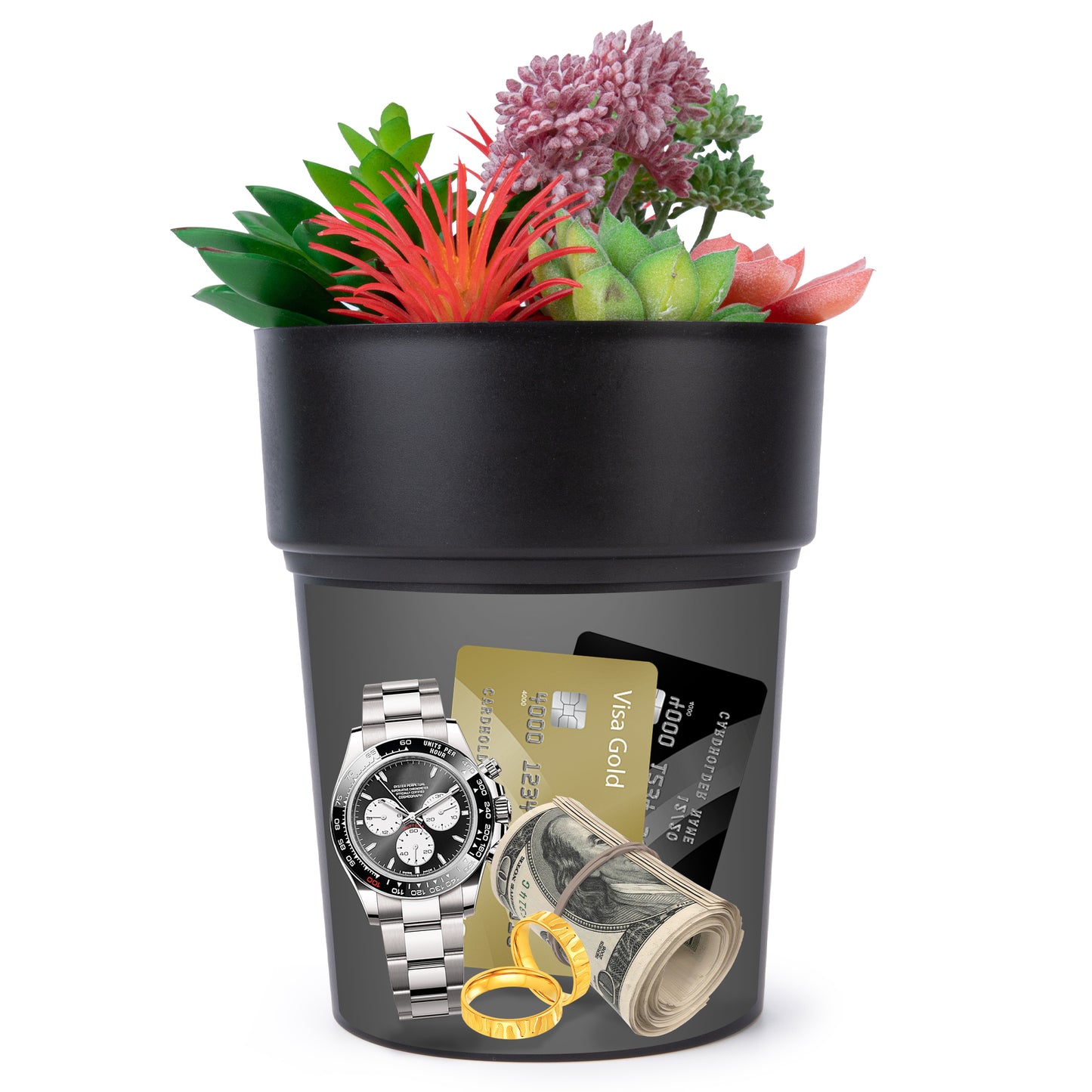 Flower Pot Diversion Safe, Secret Storage Hidden Safe Box Keep Your Valuables Safe Like Money, Keys, and Jewelry- Includes Plants