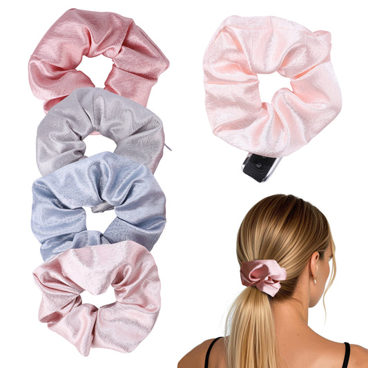 5 Pack Hair Scrunchies with Zipper Pocket, Scrunchies for Women with Secret Storage, Hidden Safe for Keys, Cash, Cards, Valuables