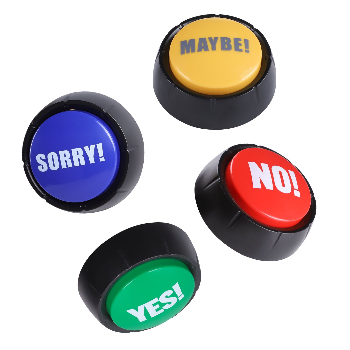Yes & No Button and Sorry & Maybe Button with Sound 4 Pack Buzzers for Trivia Games and Family Game Answer Buzzers for Classroom Parties, Games, Office Stress Relief