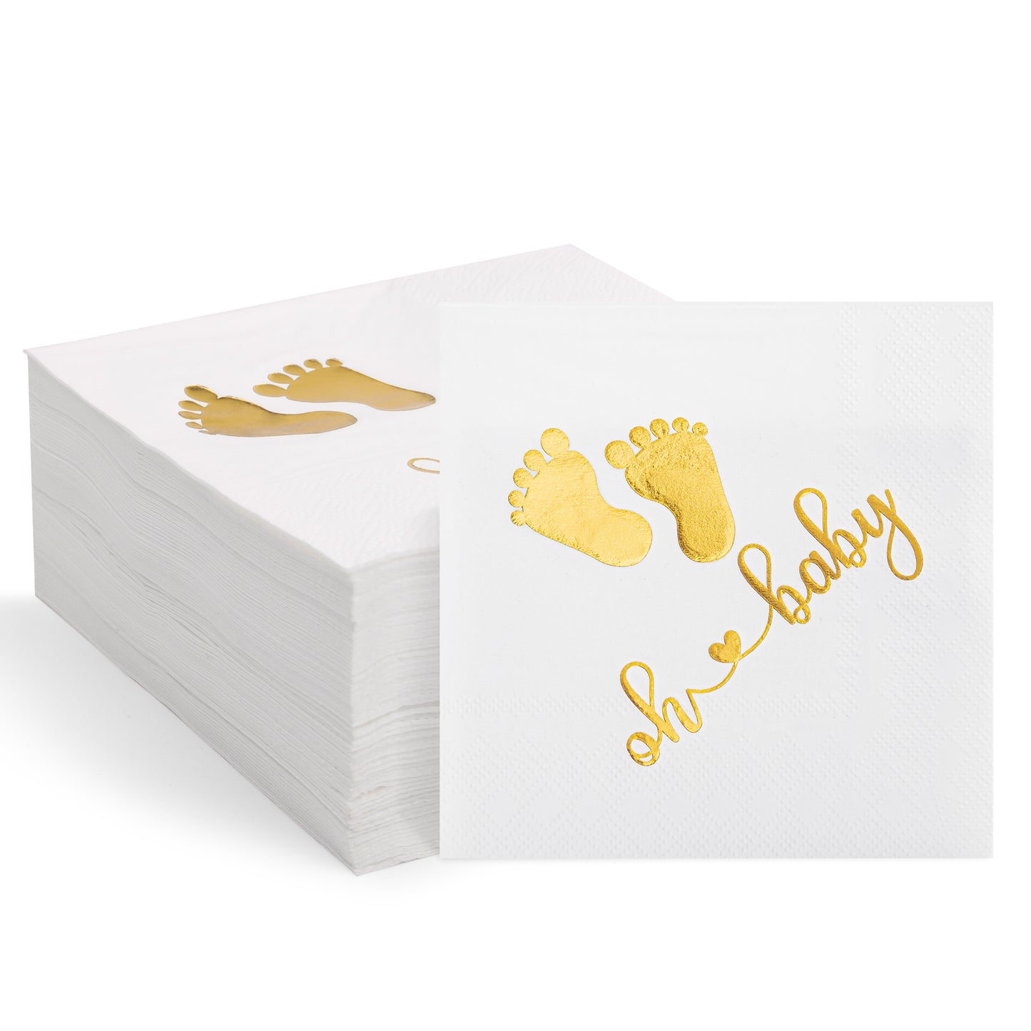 100Pcs Baby Shower Napkins, Folded 5 x 5 Inch Cocktail Napkins Paper, 3-Ply “Oh Baby" Printed Napkins Paper Baby Shower Decorations for Dessert Birthday Party Celebrations