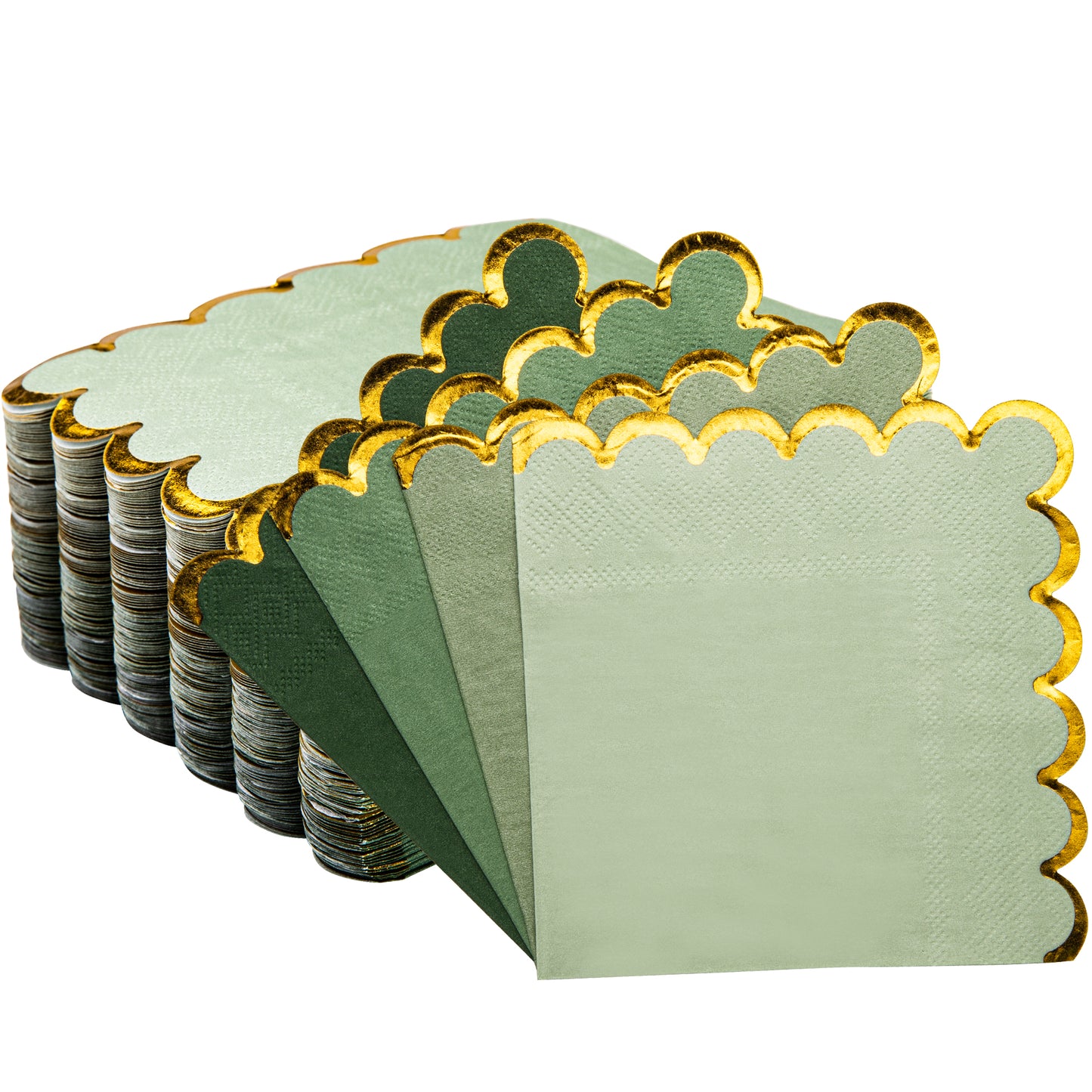 100 Pcs Cocktail Napkins with Gold Foil Scalloped Edges 5 x 5 Inch Party Napkins Disposable Thick Paper for Wedding Dinner Birthday