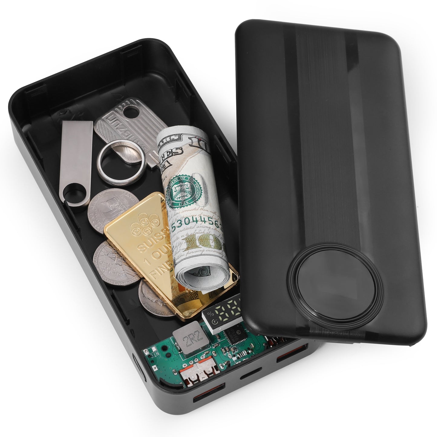Hidden Safe Power Bank, Fake Power Charger Diversion Safe, Large Hidden Storage Box, Secret Safe Keeps Cash, Keys, Jewelry, and Valuables for Home, Travel, and Office