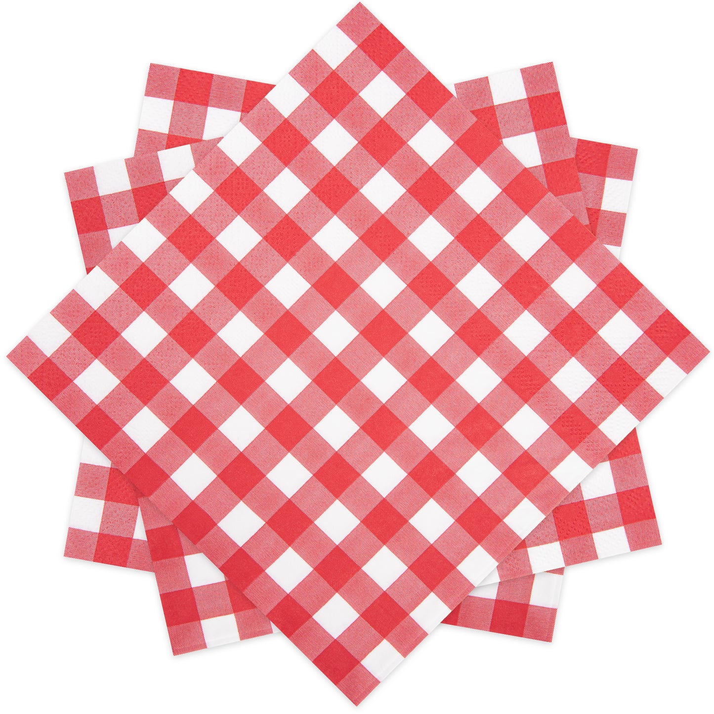 Disposable Gingham Paper Napkins 80 Pcs Plaid Napkins Scalloped Cocktail Napkins Folded 6.5 x 6.5 Inches Dessert Disposable Napkins for Dinner Wedding Birthday Party, 3-Ply