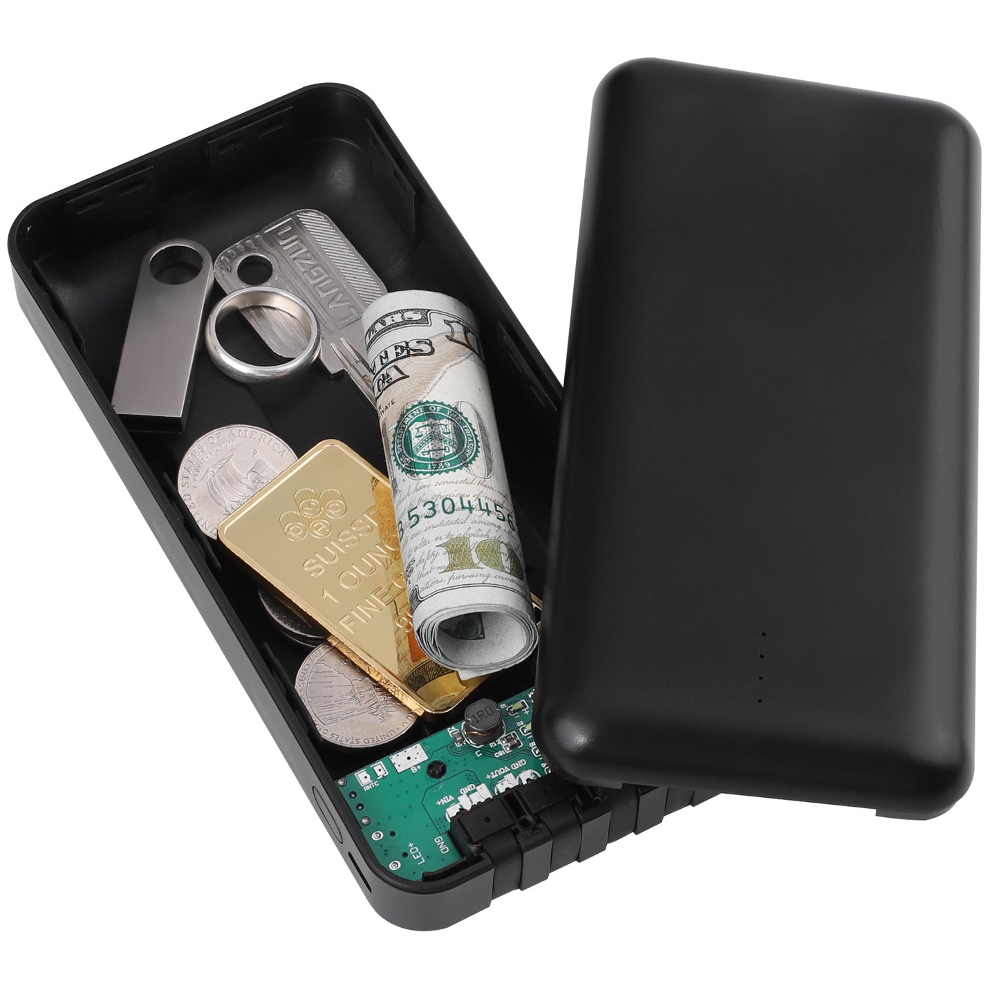 Hidden Safe Power Bank, Fake Power Charger Diversion Safe, Large Hidden Storage Box, Secret Safe Keeps Cash, Keys, Jewelry, and Valuables for Home, Travel, and Office