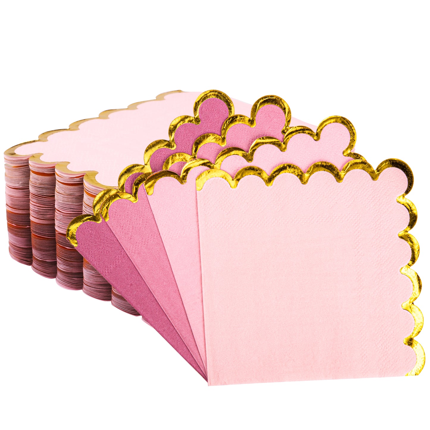 100 Pcs Cocktail Napkins with Gold Foil Scalloped Edges 5 x 5 Inch Party Napkins Disposable Thick Paper for Wedding Dinner Birthday