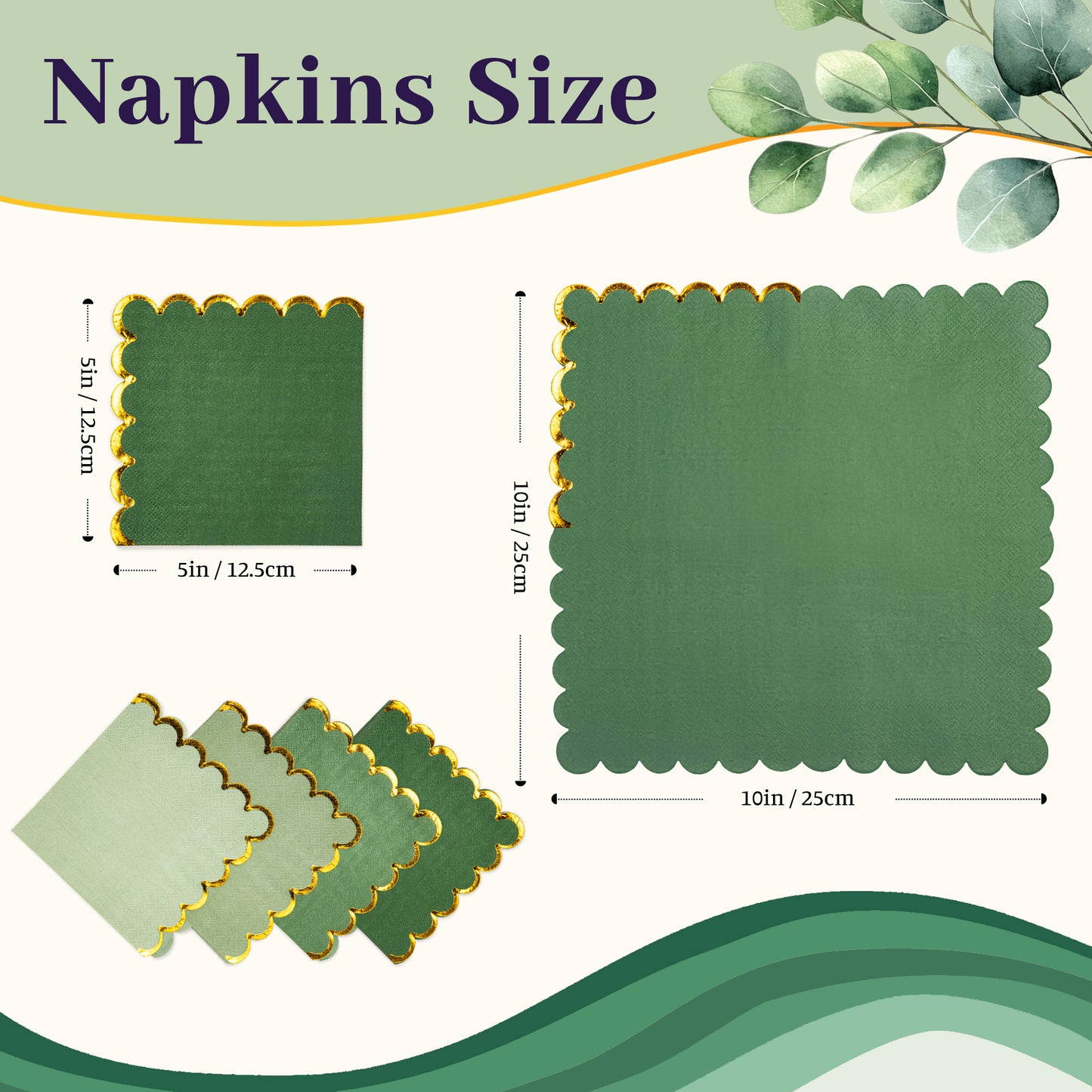 100 Pcs Cocktail Napkins with Gold Foil Scalloped Edges 5 x 5 Inch Party Napkins Disposable Thick Paper for Wedding Dinner Birthday