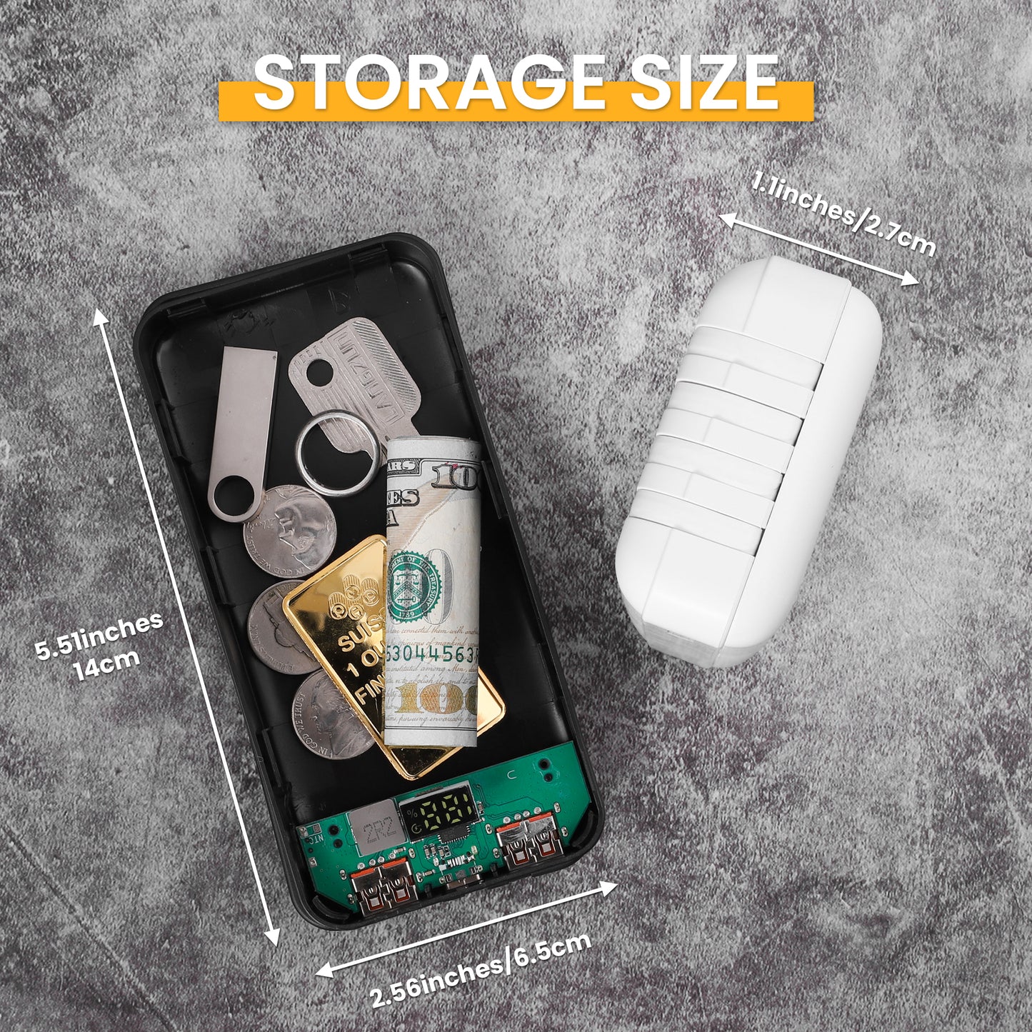 Hidden Safe Power Bank, Fake Power Charger Diversion Safe, Large Hidden Storage Box, Secret Safe Keeps Cash, Keys, Jewelry, and Valuables for Home, Travel, and Office