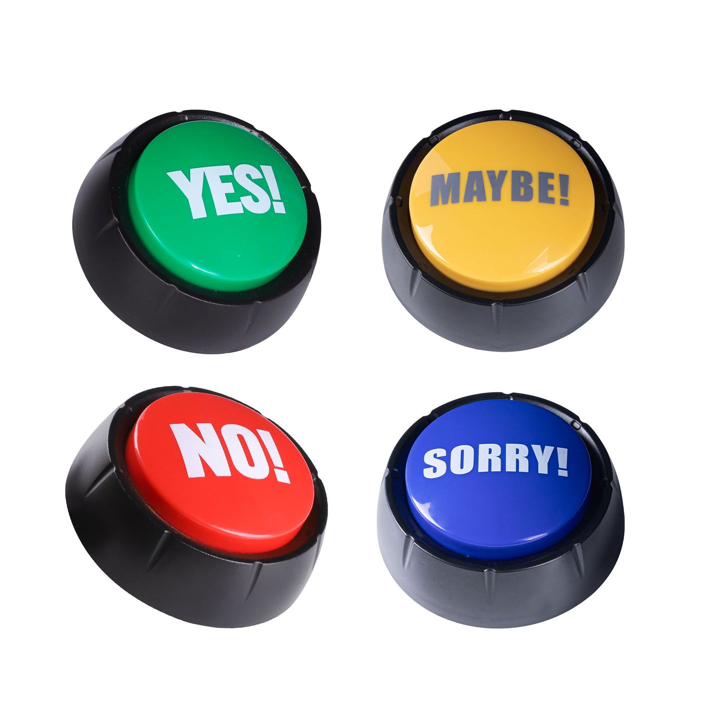 Yes & No Button and Sorry & Maybe Button with Sound 4 Pack Buzzers for Trivia Games and Family Game Answer Buzzers for Classroom Parties, Games, Office Stress Relief