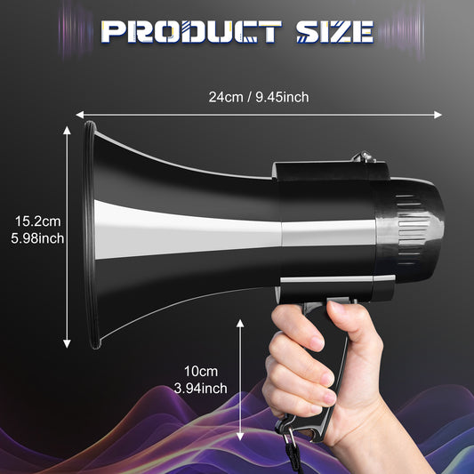 30 Watt Power Portable Megaphone Bullhorn Speaker Voice, Siren/Alarm and 240S Recording with Volume Control and Strap