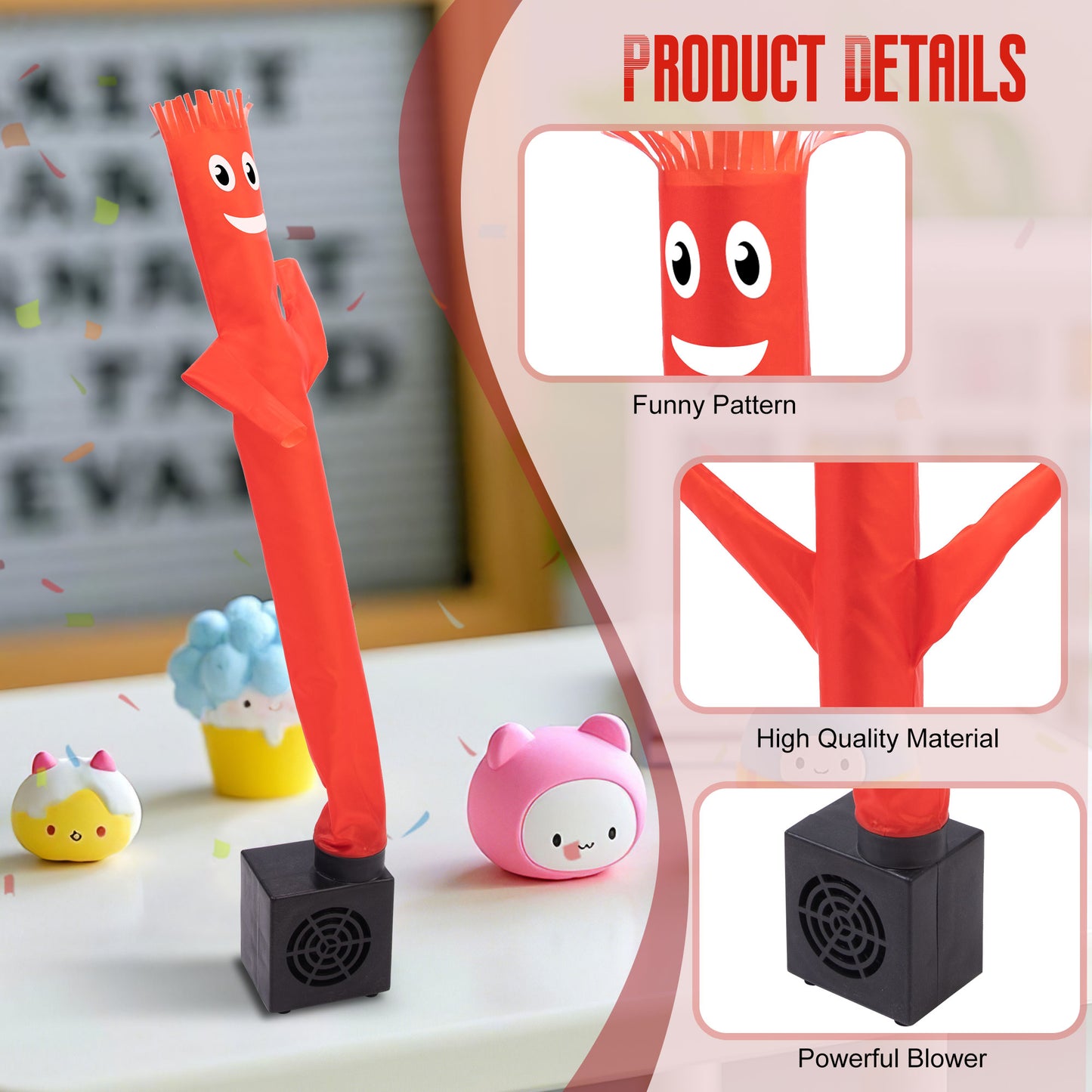 Mini Wacky Waving Inflatable Tube Guy with Blower - Funny Mini Inflatable Tube Man Desktop Decor White Elephant Gift for Birthdays Store Displays Parties Office Pranks