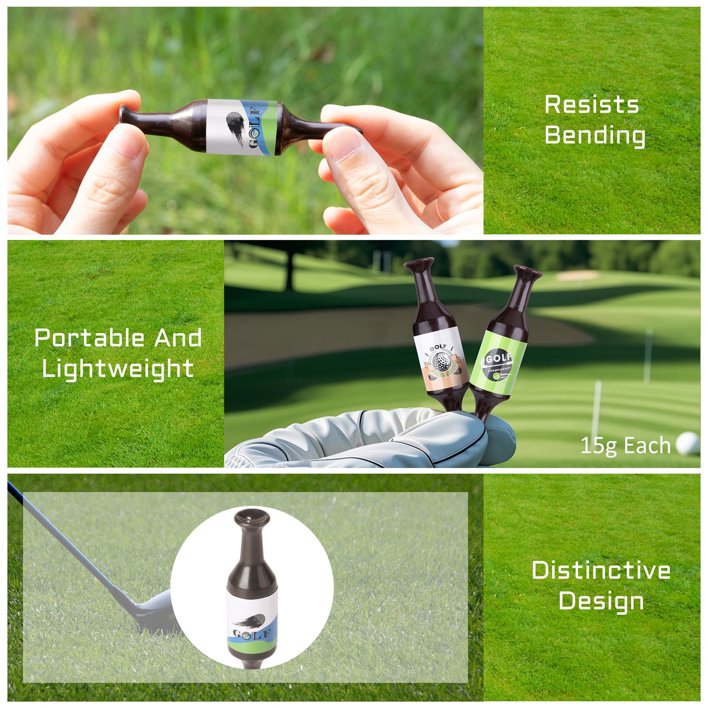 Beer Bottle Golf Tees, 6 Pack Durable Golf Tees Plastic, Funny Golf Tees, Golf Accessories Golf Gifts for Men, Party, Reduce Friction and Enhanced Stability