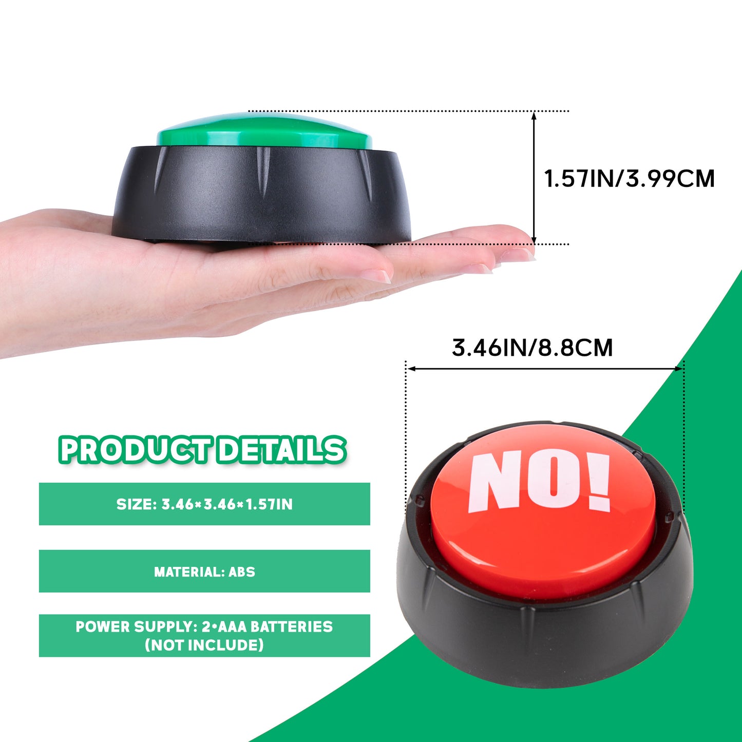 Yes Button and No Button with Sound 2 Pack Buzzers for Trivia Games and Family Game Answer Buzzers for Classroom Parties, Games, Office Stress Relief