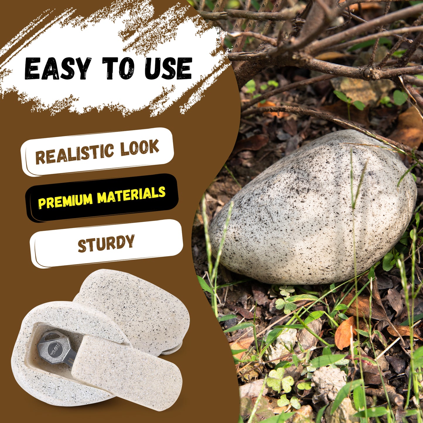 Fake Rock Key Hider Safe for Outdoor Garden or Yard, Large Size Fake Stone Hidden Safe - Looks Stone- Hide A Key Outside in Rock