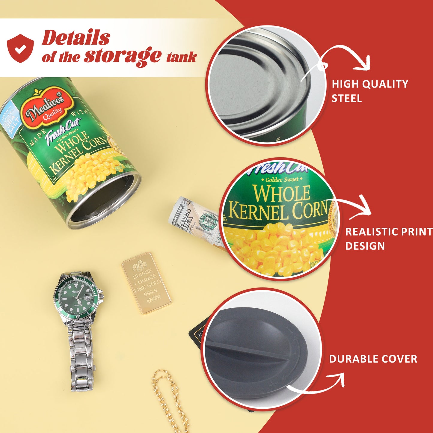 Hidden Safe Fake Can with Hidden Compartment, Hidden Storage Keep Your Valuables Safe Like Money, Keys, and Jewelry