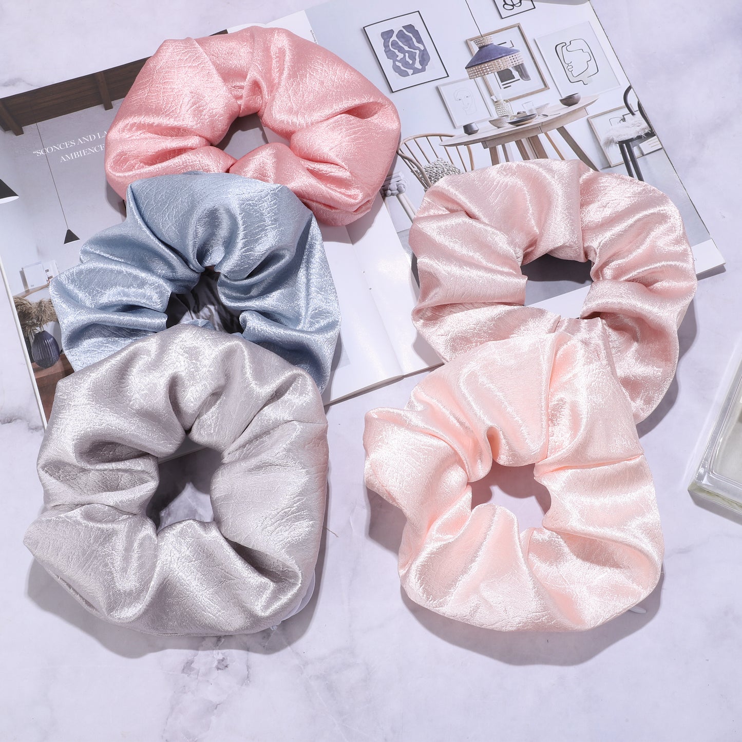 5 Pack Hair Scrunchies with Zipper Pocket, Scrunchies for Women with Secret Storage, Hidden Safe for Keys, Cash, Cards, Valuables