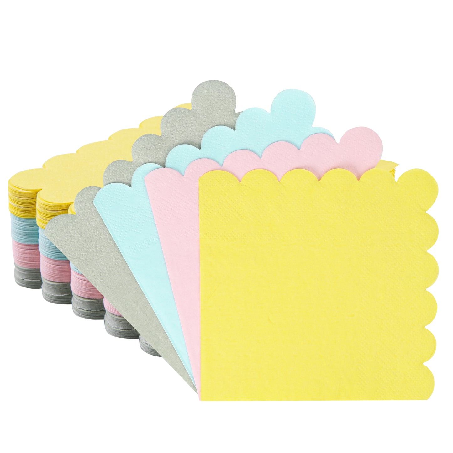 100 Pcs Cocktail Napkins Folded 5 x 5 Scalloped Napkin Gradient Color Beverage Napkins Disposable Dessert Napkins for Birthday Party Supplies Wedding