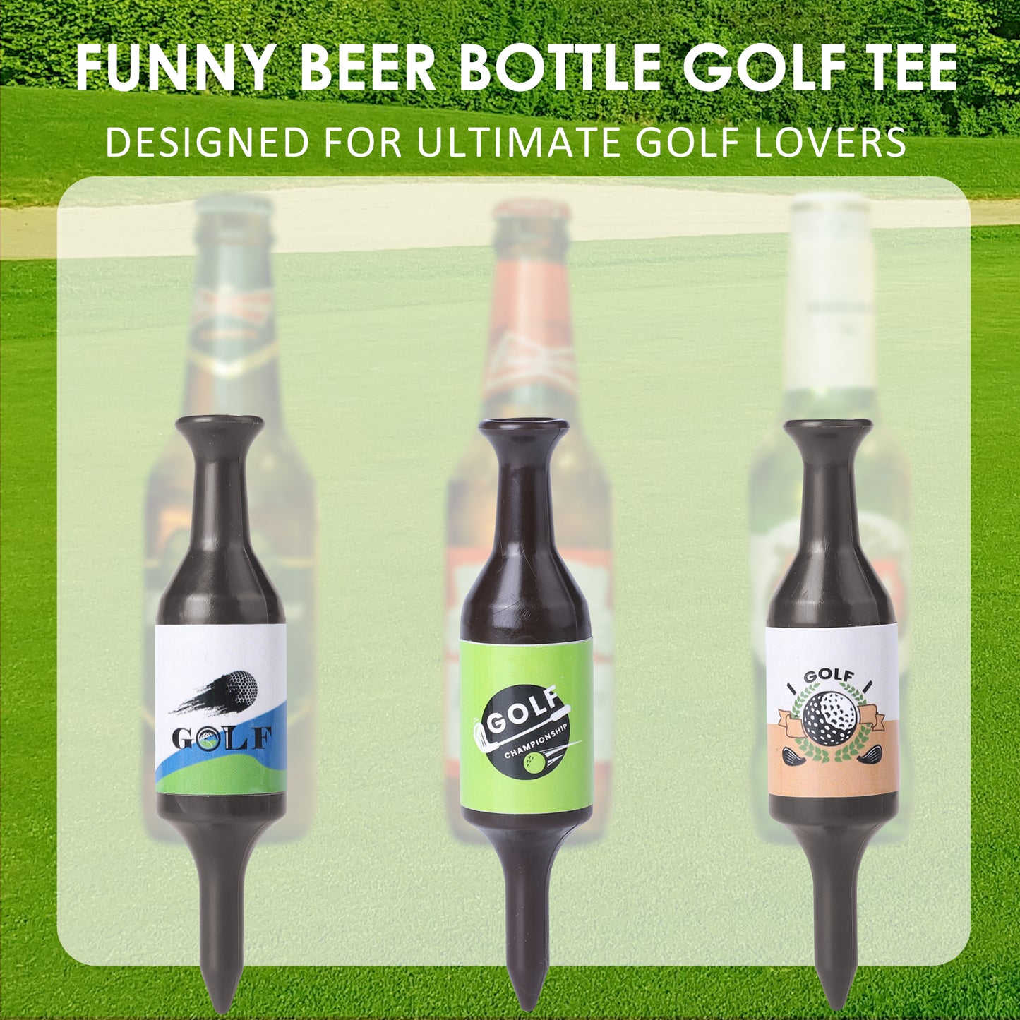 Beer Bottle Golf Tees, 6 Pack Durable Golf Tees Plastic, Funny Golf Tees, Golf Accessories Golf Gifts for Men, Party, Reduce Friction and Enhanced Stability