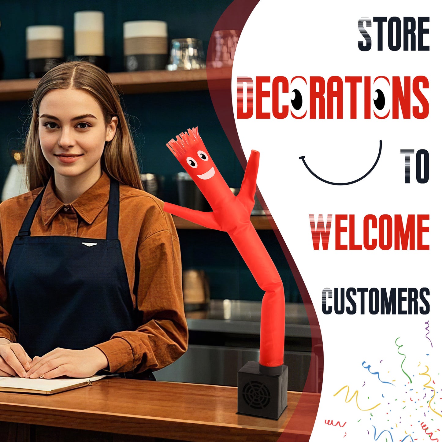 Mini Wacky Waving Inflatable Tube Guy with Blower - Funny Mini Inflatable Tube Man Desktop Decor White Elephant Gift for Birthdays Store Displays Parties Office Pranks