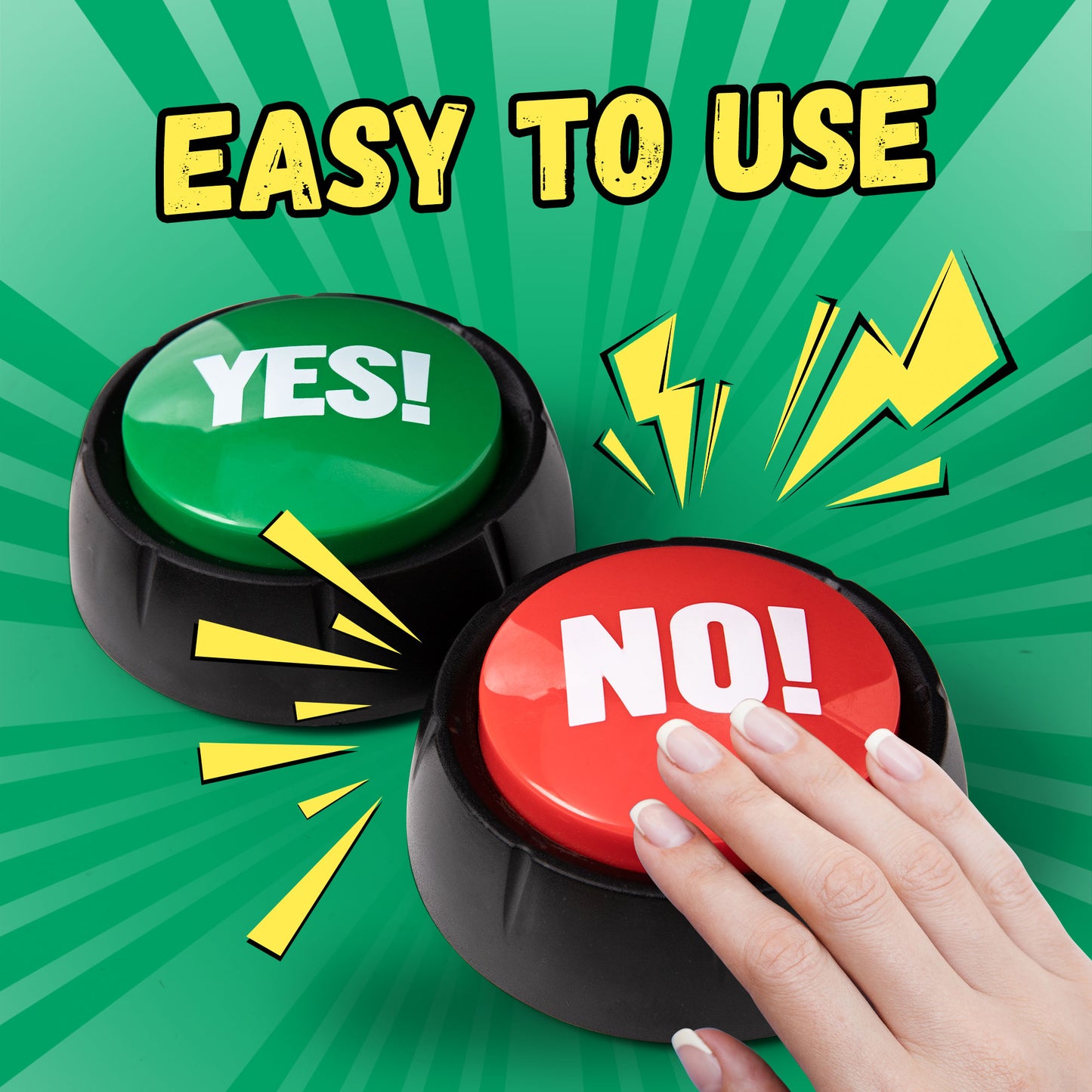 Yes Button and No Button with Sound 2 Pack Buzzers for Trivia Games and Family Game Answer Buzzers for Classroom Parties, Games, Office Stress Relief