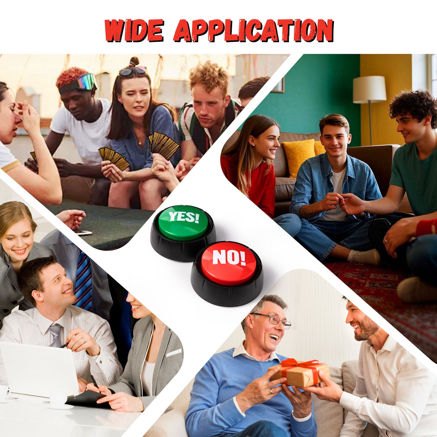 Yes Button and No Button with Sound 2 Pack Buzzers for Trivia Games and Family Game Answer Buzzers for Classroom Parties, Games, Office Stress Relief