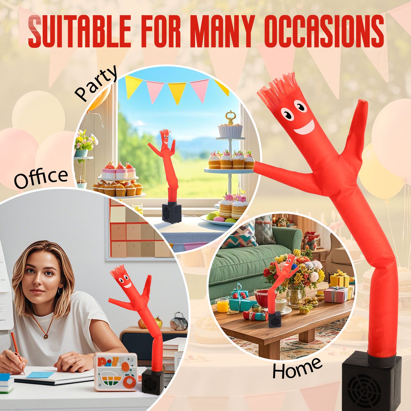 Mini Wacky Waving Inflatable Tube Guy with Blower - Funny Mini Inflatable Tube Man Desktop Decor White Elephant Gift for Birthdays Store Displays Parties Office Pranks