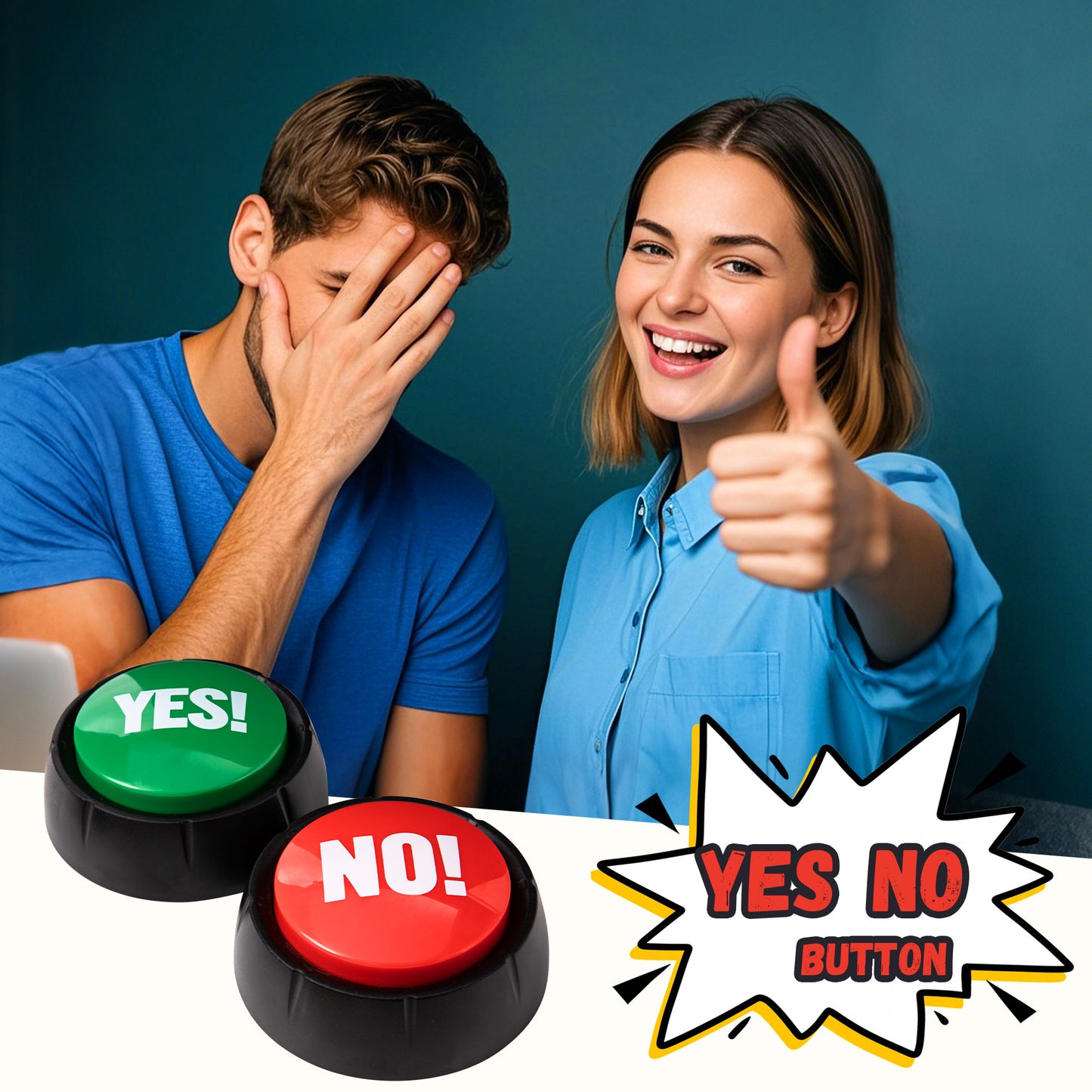 Yes Button and No Button with Sound 2 Pack Buzzers for Trivia Games and Family Game Answer Buzzers for Classroom Parties, Games, Office Stress Relief