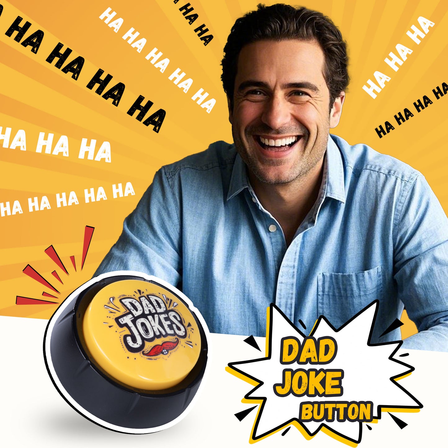 Gifts for Dad and Fathers-Talking Button with Funny Jokes Gifts from Daughter and Son White Elephant Gifts Gag Novelty Buttons Men Birthday Gift