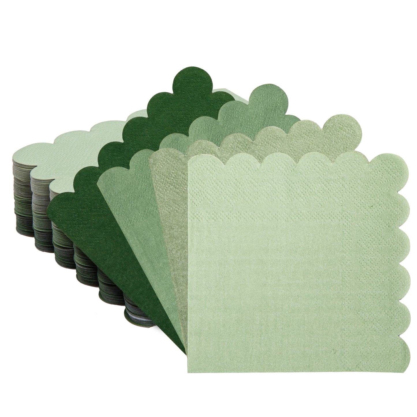 100 Pcs Cocktail Napkins Folded 5 x 5 Scalloped Napkin Gradient Color Beverage Napkins Disposable Dessert Napkins for Birthday Party Supplies Wedding