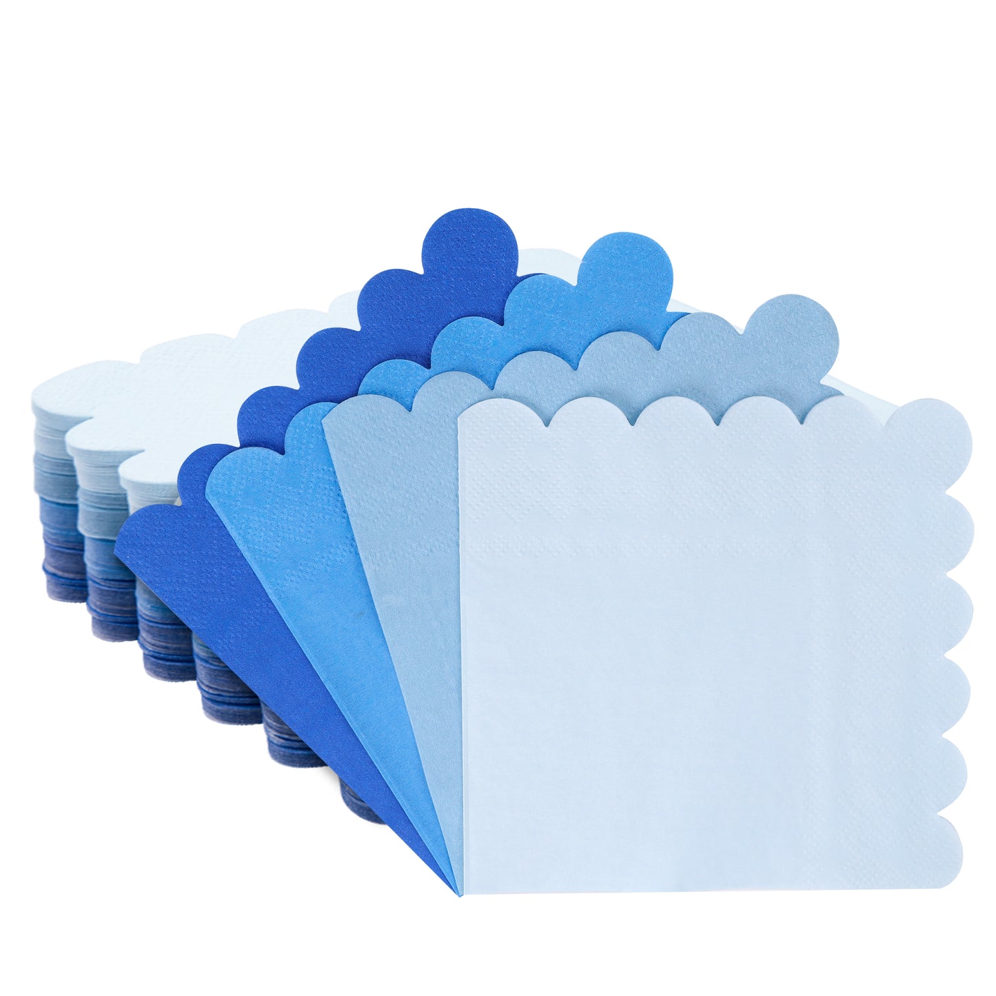 100 Pcs Cocktail Napkins Folded 5 x 5 Scalloped Napkin Gradient Color Beverage Napkins Disposable Dessert Napkins for Birthday Party Supplies Wedding