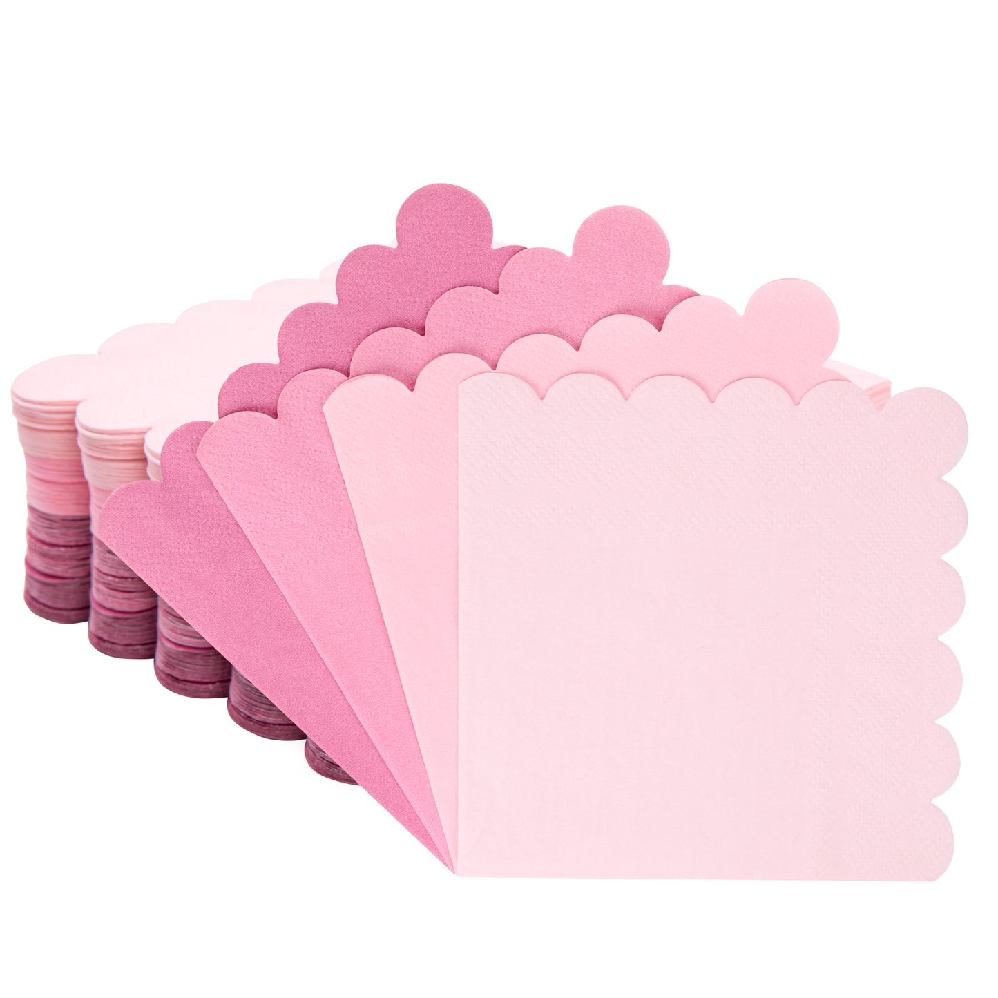100 Pcs Cocktail Napkins Folded 5 x 5 Scalloped Napkin Gradient Color Beverage Napkins Disposable Dessert Napkins for Birthday Party Supplies Wedding