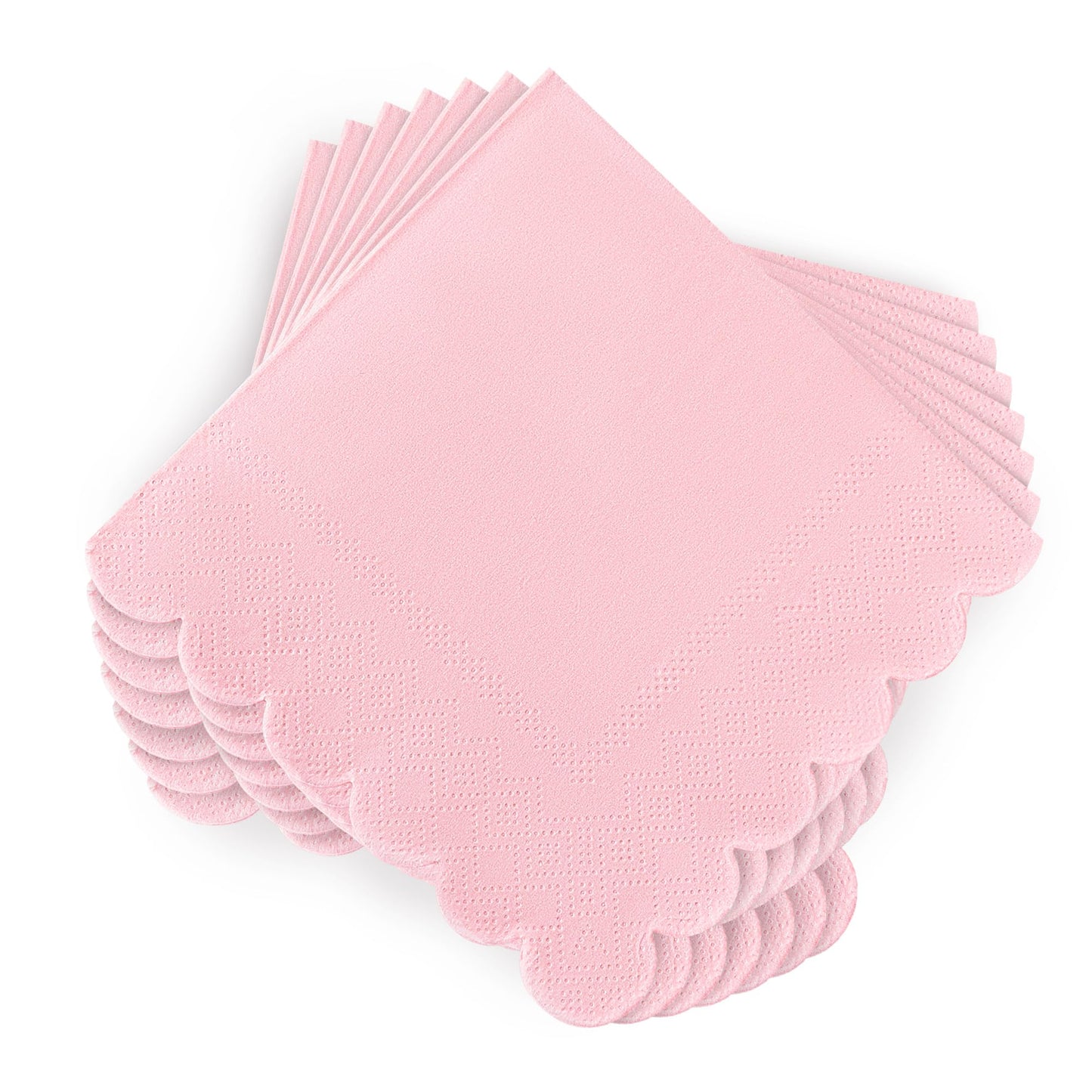 100 Pcs Cocktail Napkins Scalloped Edged Dessert Napkins Folded 5 x 5 Inches Pink Disposable Napkins for Dinner Wedding Birthday Party