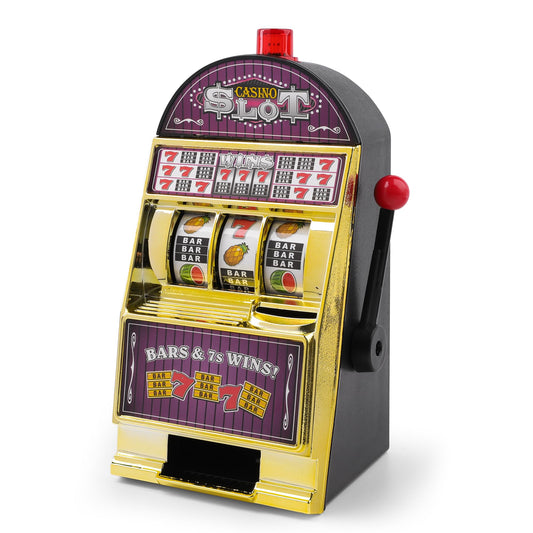 Slot Machine Money Bank for Adults, Lucky Seven Casino Games Toy Piggy Bank with Flashing Lights and Jackpot Sounds for Party and Family-Purple