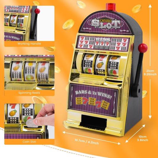 Slot Machine Money Bank for Adults, Lucky Seven Casino Games Toy Piggy Bank with Flashing Lights and Jackpot Sounds for Party and Family-Purple