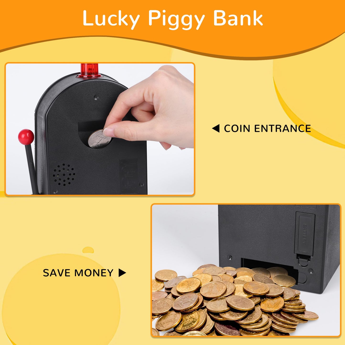 Slot Machine Money Bank for Adults, Lucky Seven Casino Games Toy Piggy Bank with Flashing Lights and Jackpot Sounds for Party and Family-Purple