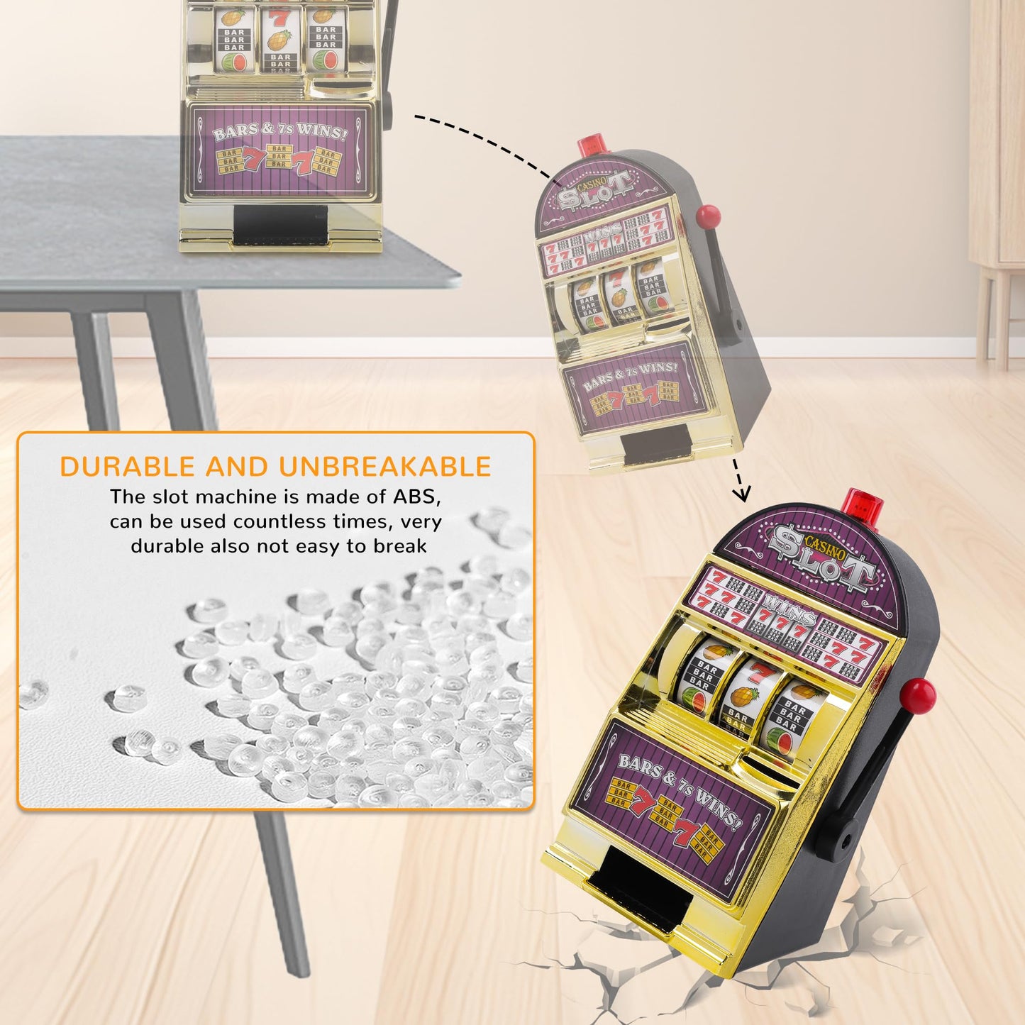 Slot Machine Money Bank for Adults, Lucky Seven Casino Games Toy Piggy Bank with Flashing Lights and Jackpot Sounds for Party and Family-Purple